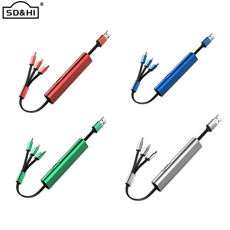 

Скрытый Многофункциональный зарядный мини-кабель 3 в 1 для Samsung S8 S10 S20, зарядный шнур из алюминиевого сплава с разъемом Type-c Micro Usb Для Huawei P30 P40