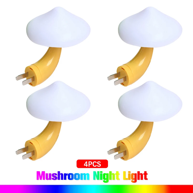 

4 Pcs Mushroom LED Night Light Plug in Lamp Magic Mini Pretty Mushroom Shaped Night Lights for Kids Adults 7-Color Light