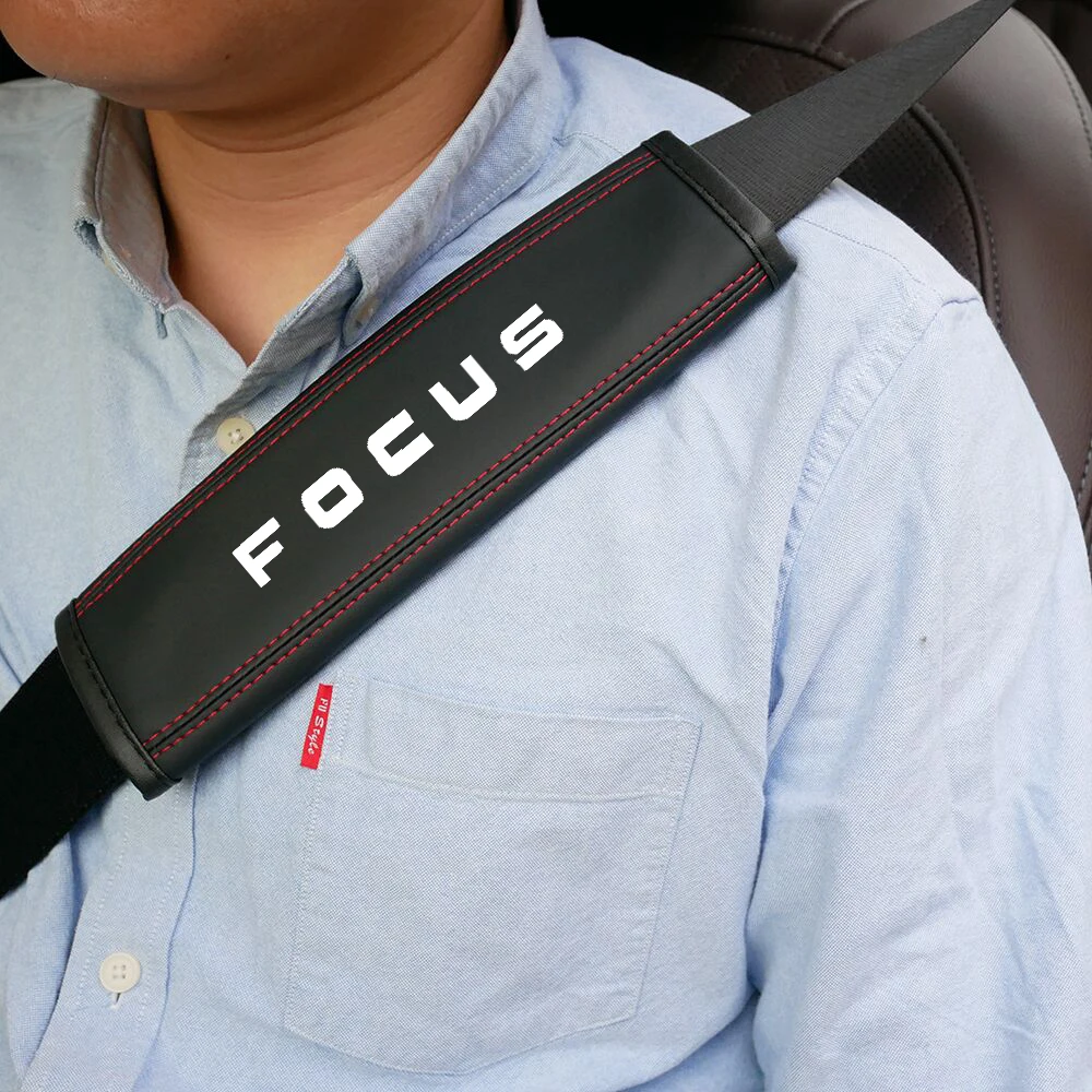 

For Ford focus car safety belt shoulder pad high quality leather safety belt pad Ford focus shoulder guard accessories 1pcs