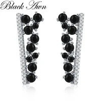 black awn fashion jewelry silver color earrings black spinel tree wedding stud earrings for women female bijoux i055