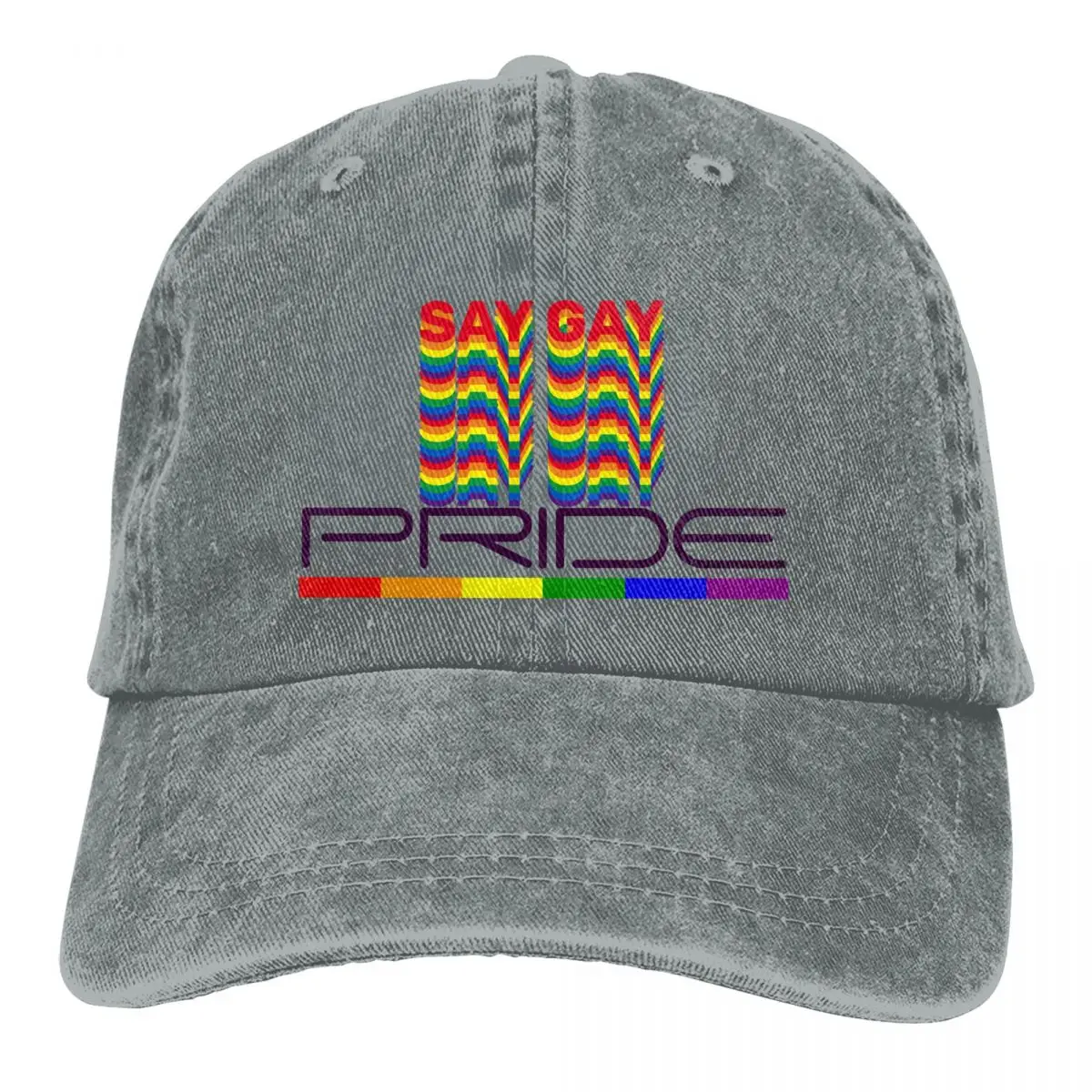 

Retro Say Gay Rainbow Lgbtq Pride Baseball Cap Men Women Distressed Washed Snapback Cap LGBT Outdoor Workouts Adjustable Fit Hat