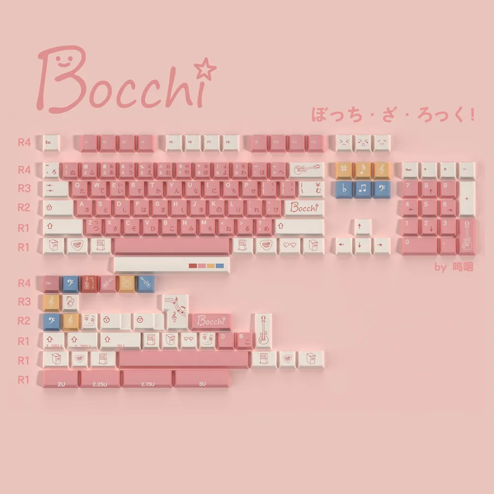 Фото Колпачок из ПБТ, японский соус Bochi, анимационная тема, вишневый профиль, DYE Subbed 140 клавиш для TTC Kailh Gateron Outemu Cherry MX Switch №2