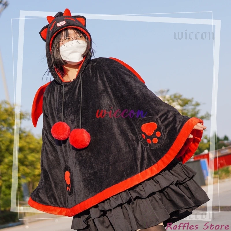 Одеяло Kawaii с рисунком кота Y2k плюшевые пижамы аниме плащ костюм на Хэллоуин для