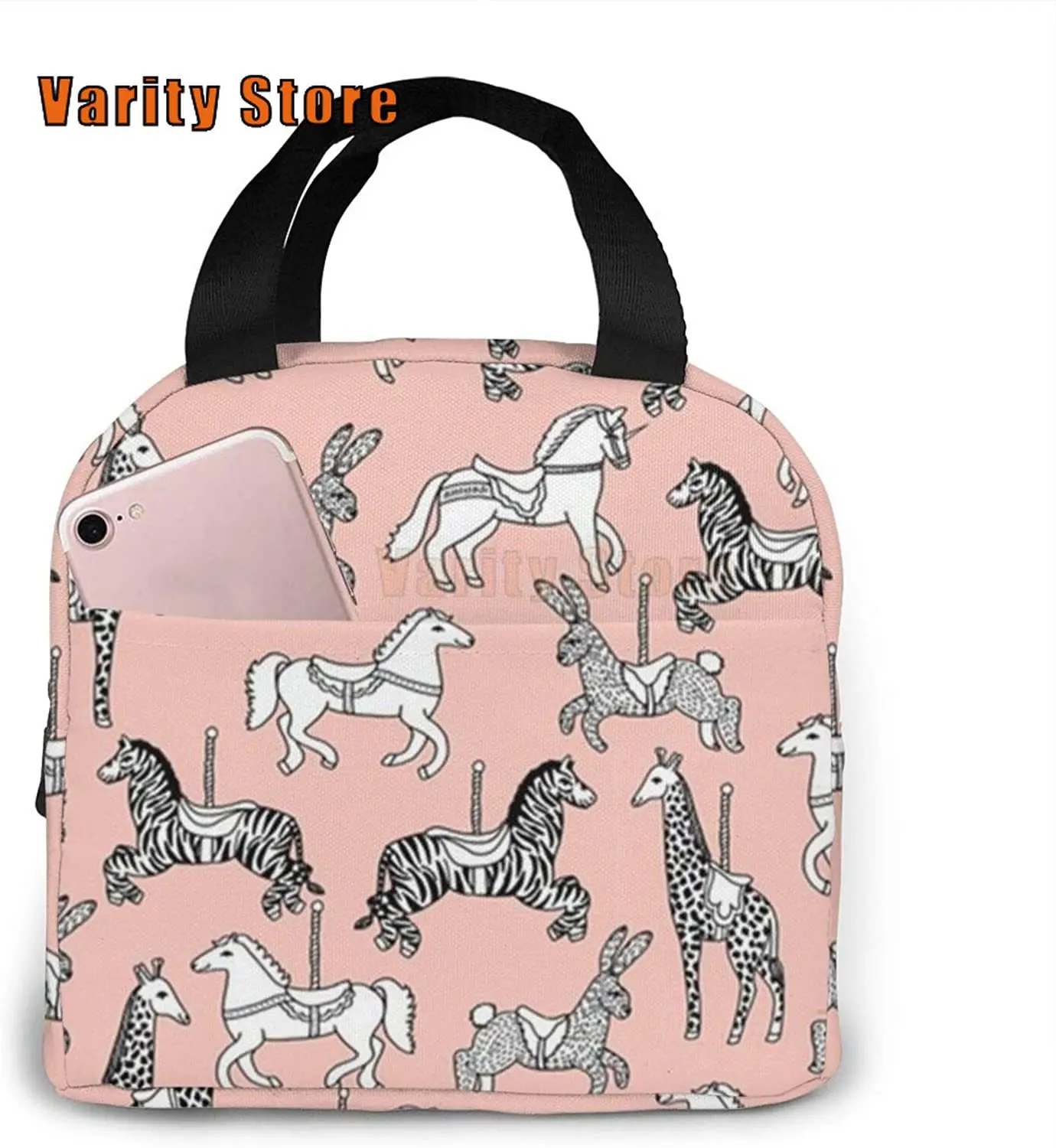 

Бледно-розовый Ланч-бокс в виде карусели, изолированная сумка для еды, многоразовая сумка для закусок, пищевой контейнер для мальчиков, дево...