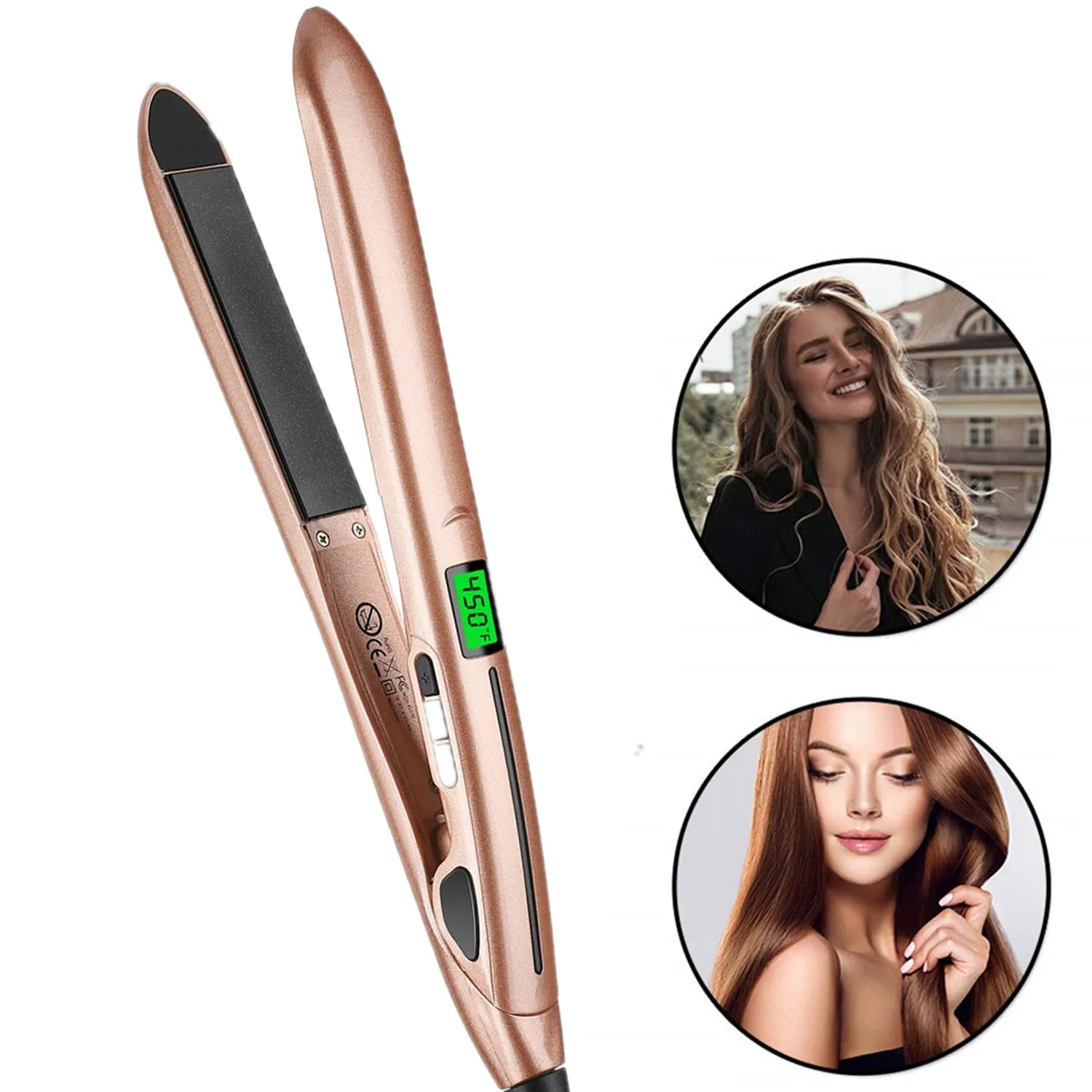 

2 In 1 Hair Straightener Flat Rotating Hair Curlers Plate Heat Professional Hair Iron for PTC Hair Iron Hair Styling Tools