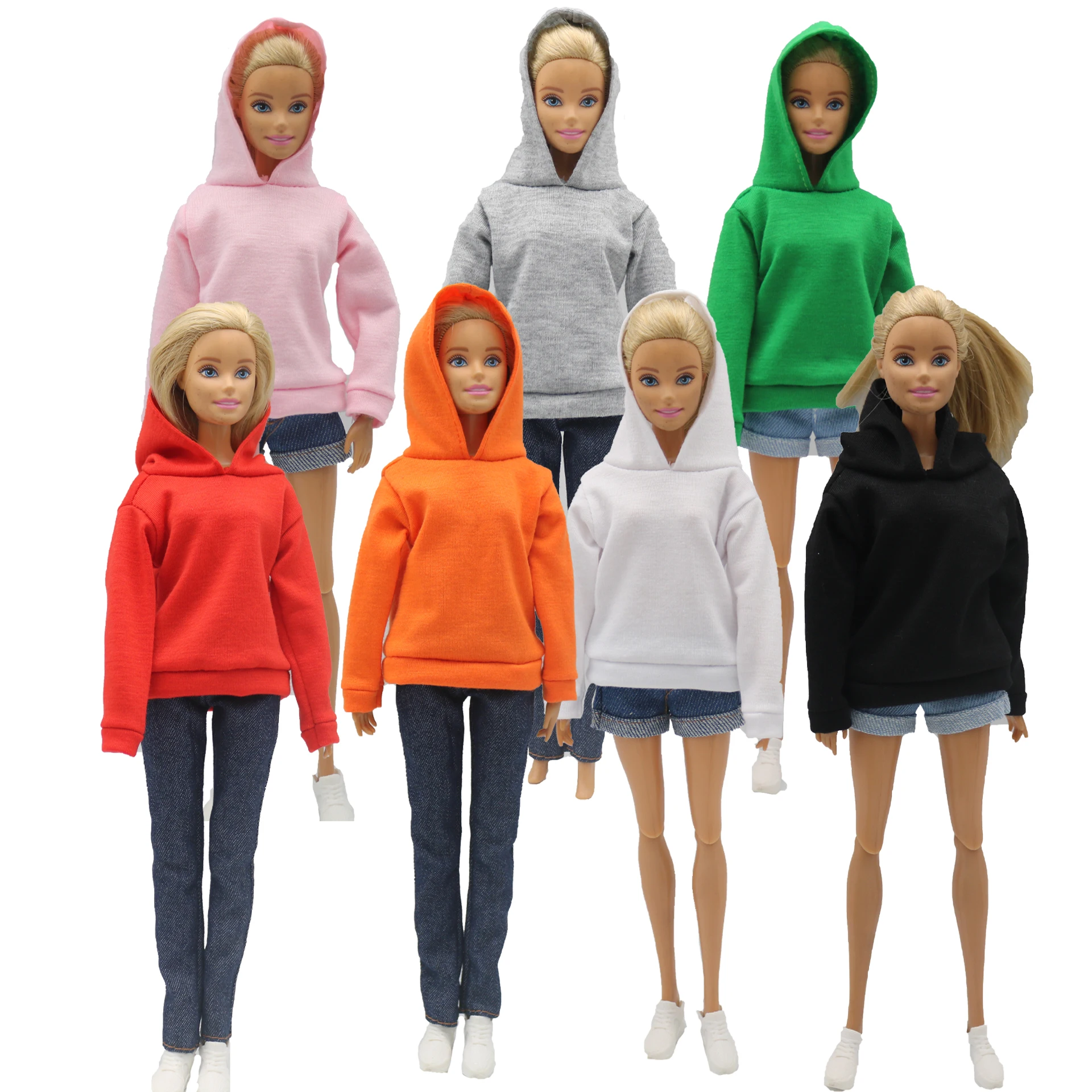 

Solid Loose Hoodies Sweater Denim Shorts Accessories Toys Doll Clothes Wear Accessories Clothes for Barbies doll
