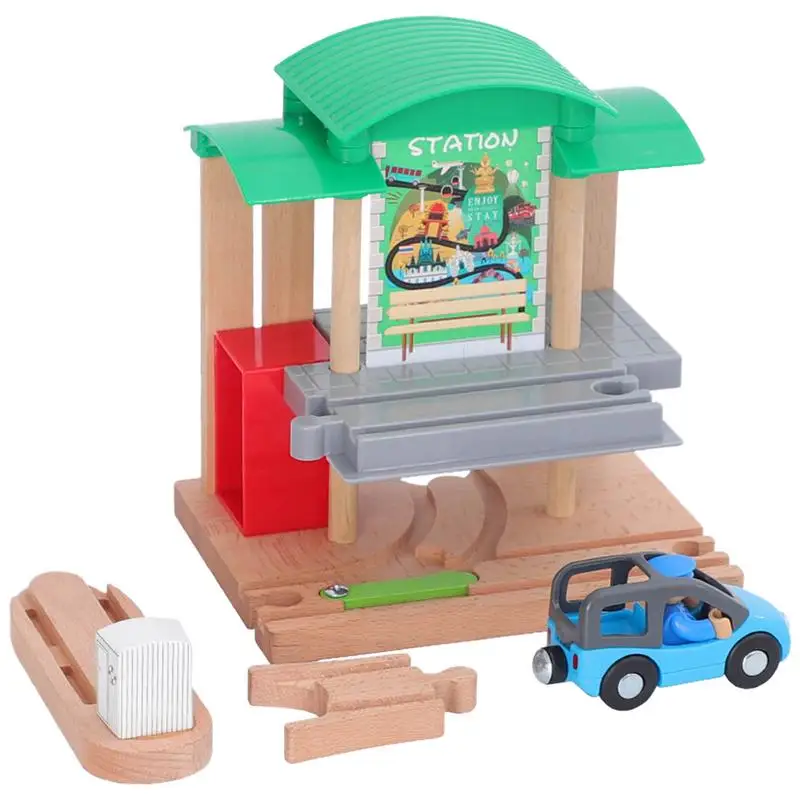 

Wood Train Set Toy Train With Accessories And Woodens Tracks For Kids Learning Kit Engineering Building Blocks For Kids Boys And