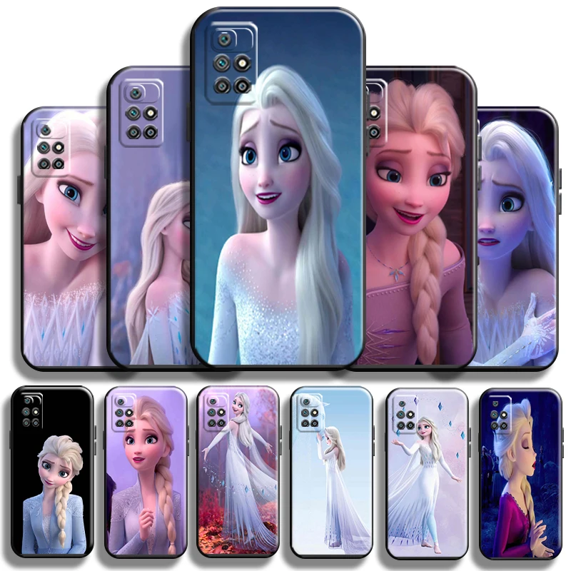 

Cute Pretty Frozen Elsa Anna For Xiaomi Redmi 10 Phone Case Coque Liquid Silicon Back Carcasa Black Funda Shockproof Shell