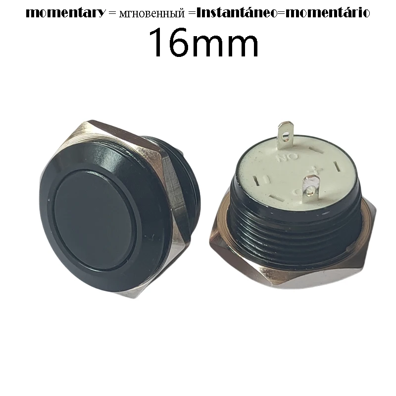 ity 16 mm krótki czarny metalowy przełącznik przyciskowy skok wodoodporny brak światła chwilowy stałego dotykowego 1NC L = 11 5