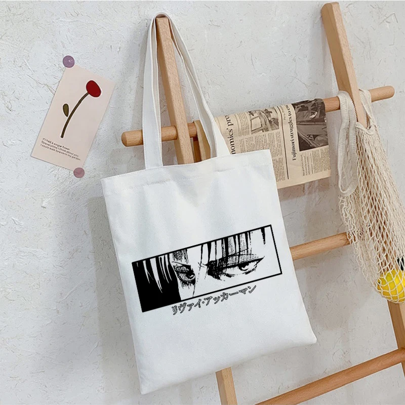 

Japanese Anime Attack on Titan Fashion Canvas Bag Vintage Shoulder Strap Handbag Shopper Harajuku Large Capacity Goth Women Bags