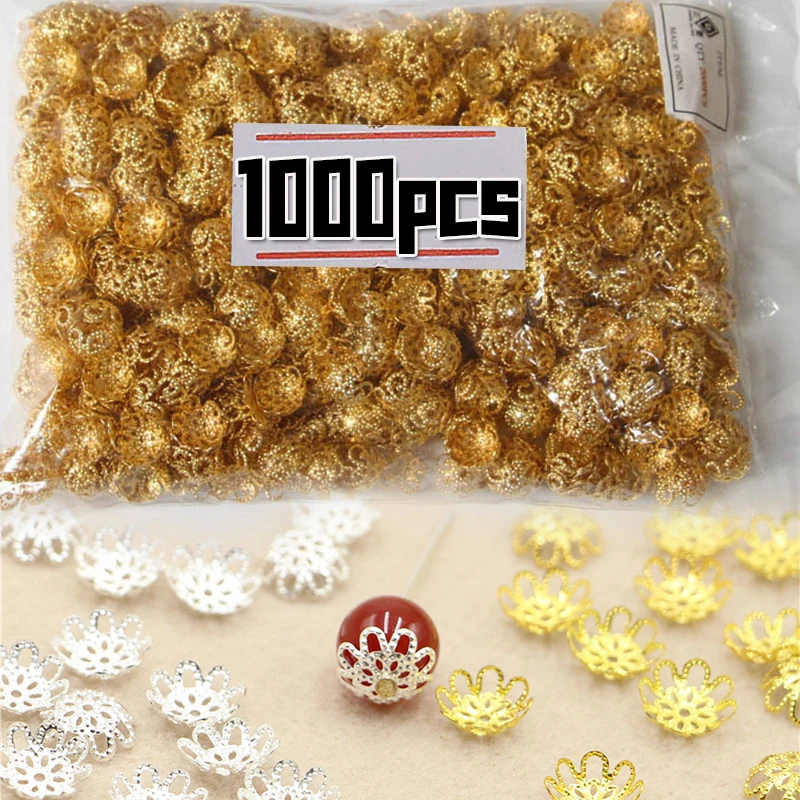 Фото Шапочки из бусин филиграни с пятью лепестками, 10 мм, 200/1000 шт. №1