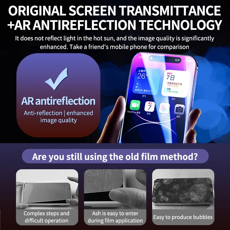 Luxury Dust free cabin Full Cover Screen Protector For iPhone 14 13 12 11 PRO MAX X XS XR Tempered Glass