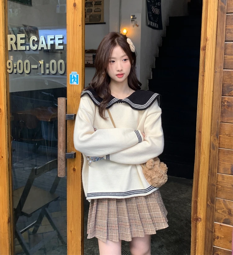 Повседневный вязаный свитер MiiiiX в стиле преппи женские пуловеры утепленный