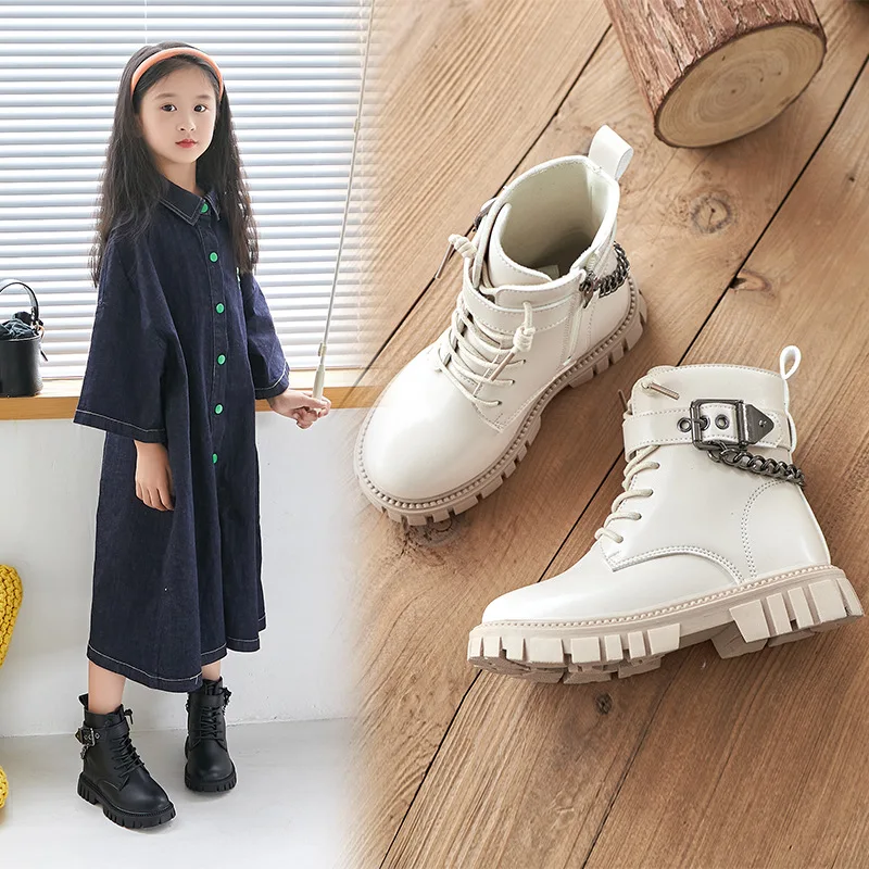 

New Children Ankle Boots Soft Bottom Casual PU Leather Boys Girls Autumn Winter Warm Baby Kids Shoes Short Plush 02C