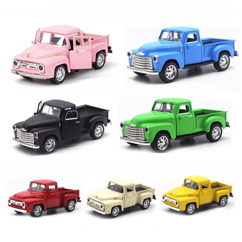 

Vintage Truck Antique Handcrafted Car Model Decoration For Tabletop Ornament Pick-Up Die Cast Collectible Toys Baby Toy