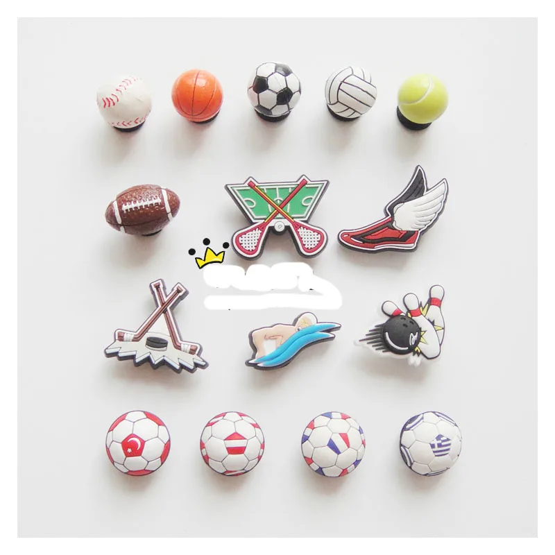 

Подвески для обуви, аксессуары 3D, футбол, боулинг, баскетбол, обувь, пряжка, игрушки, Симпатичные сандалии, подвески, украшения для детей, под...