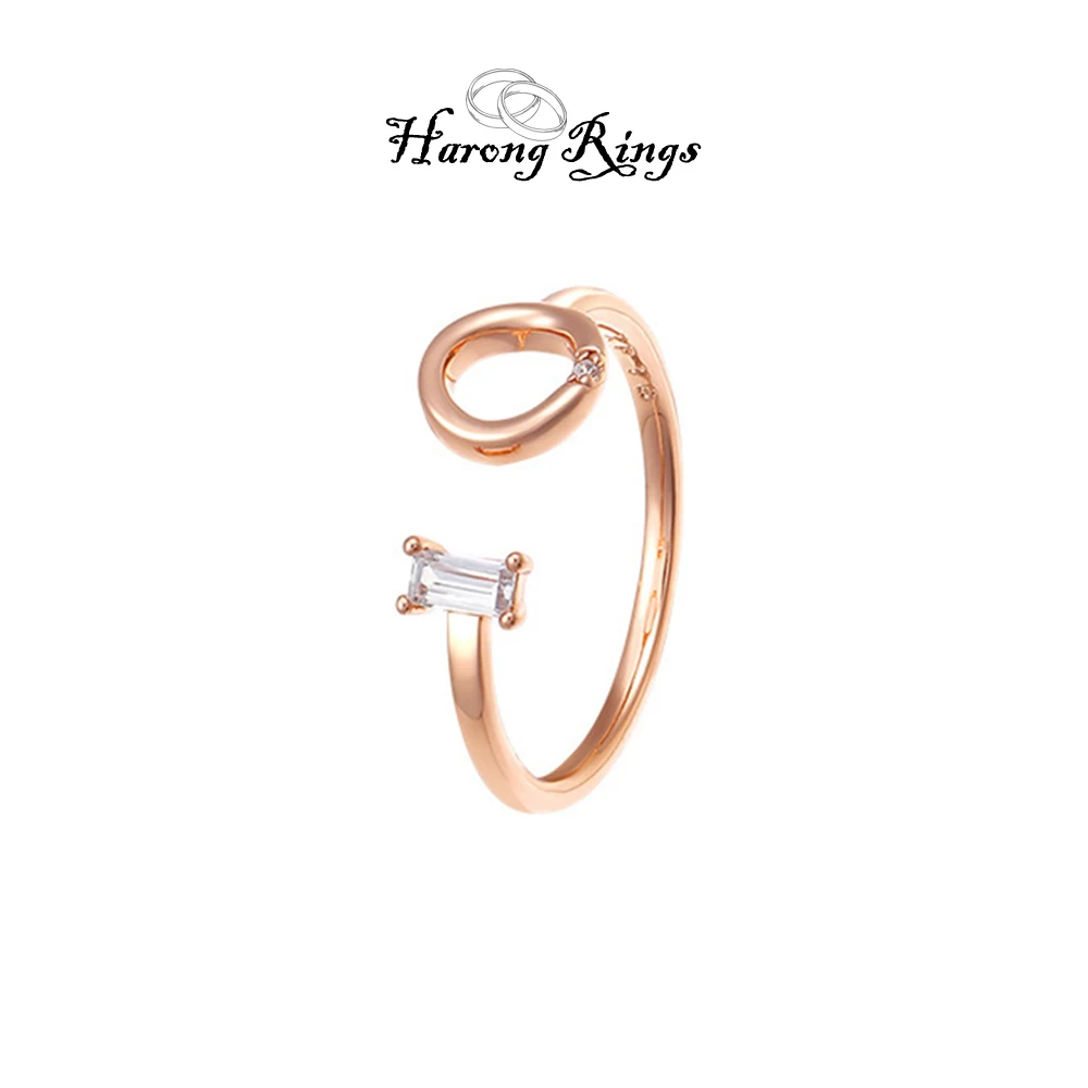 

Harong Rose Gold Zircon Ring Opening Adjustable Couple Ring Jewelry Gift for Woman Shopping Luxury Woman Jewelry