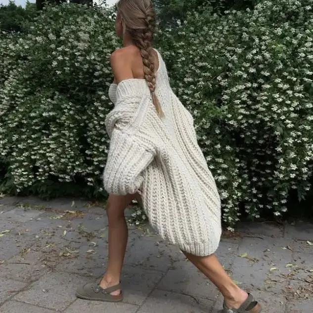 Свободный кардиган ручной работы женский шерстяной вязаный свитер жакет с