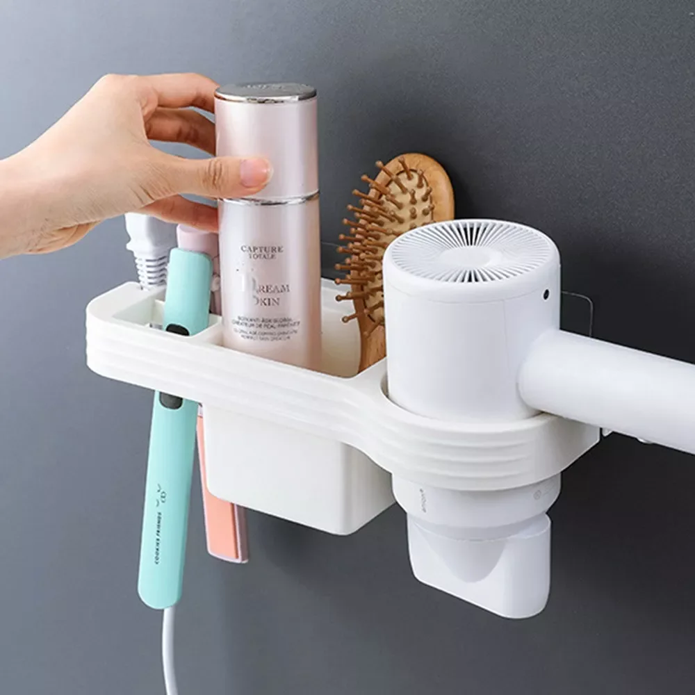 

Free Hair Dryer Holder Storage Box Curling Iron Shelf For Bathroom Organizer Storage Rack Bathroom Accessories Set Home