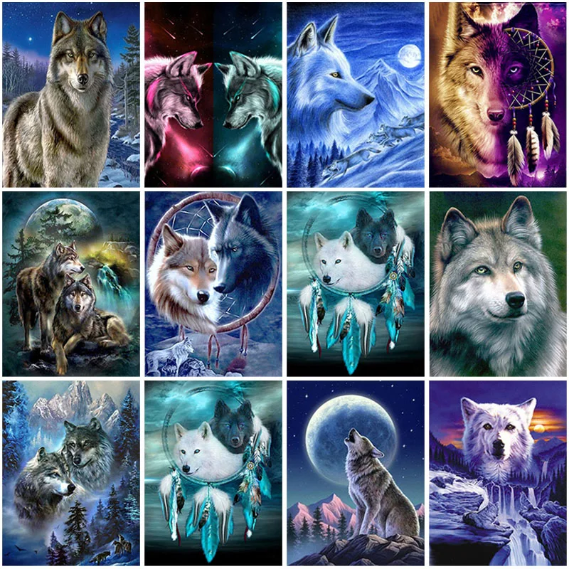 

Wolf DIY 5D Diamond Painting Full Round Rhinestone Paintings Animal Diamond Embroidery Cross Stitch Mosaic Home Decor