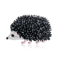 tulx black enamel lovely hedgehog brooches for women walking pets animal coat accessories jewelry party casual brooch pin gifts