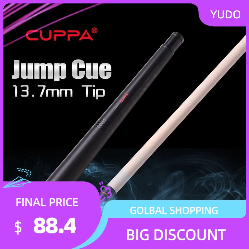 

CUPPA JP Jump Cue 13.7mm Tip 105cm Length with Joint Protector Maple Shaft Nano Air Technology Grip Professional Billiard Cue