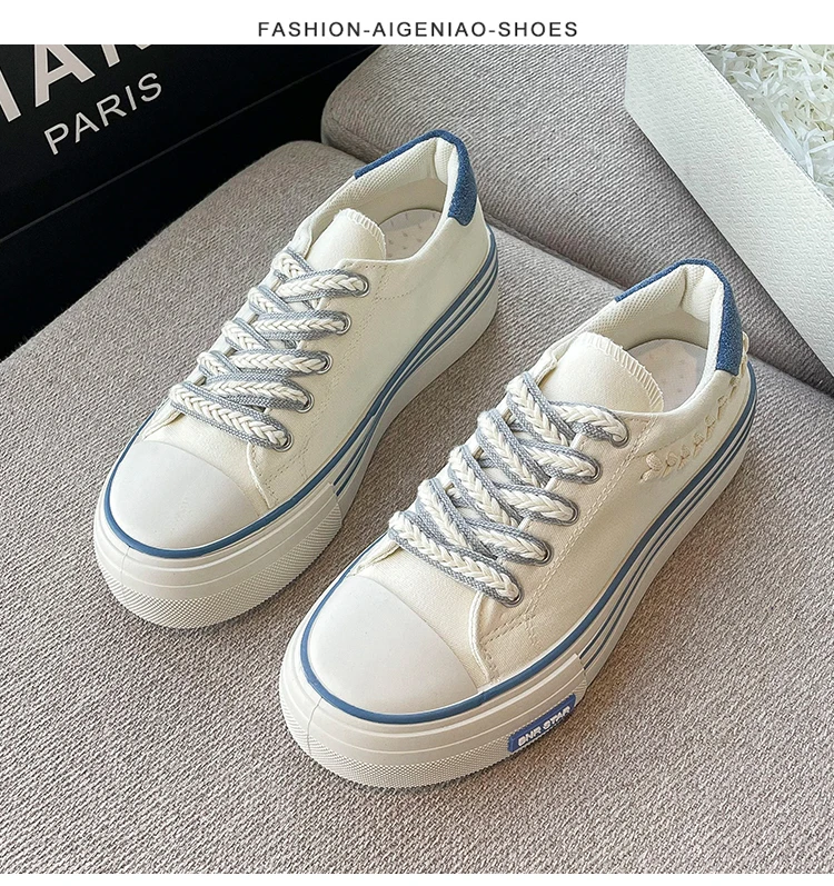 

Новинка Лето-Осень дышащая нишевая модная модель COZOK пшеничная парусиновая Удобная белая обувь на толстой подошве