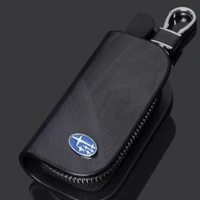 leather car remote key case cover holder wallet shell for hyundai subaru brz forester legacy outbake wrx sti xv auto accessories