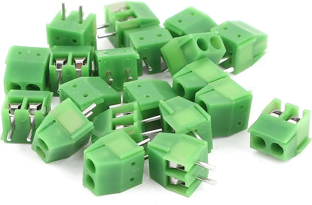 

Keszoox 20 Pcs 3.5mm Pitch 2Pin PCB Mount Screw Terminal Block Connector Green