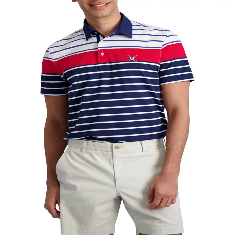 

Men's & Big Men's Performance Golf Striped Polo, Up to 3XL