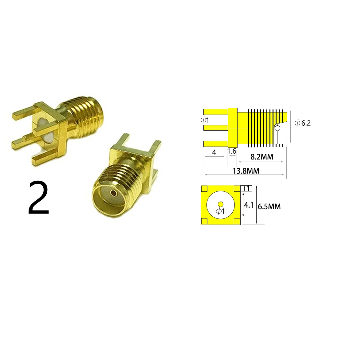 1 шт. SMA штекер/гнездо RF коаксиальный разъем Печатная плата 2-отверстие Панельное