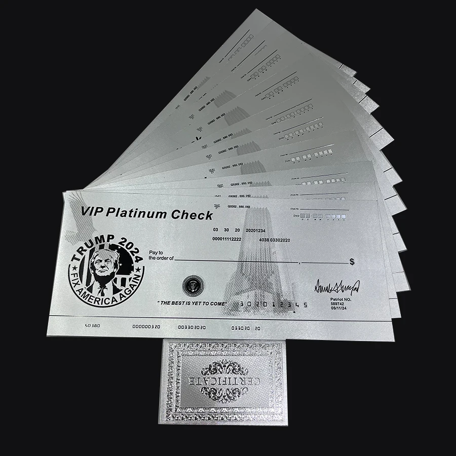 Оптовая продажа, большой фотографический Дональд, 22 см * 10 см Трамп Золотой чек банкноты США Президент Трамп Патриот карточка билет для коллекции