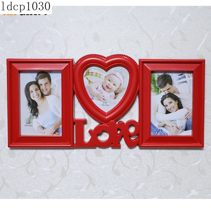 

AliGift Hot Selling Newest Love Photo Frame 6 Inch Combination Heart Shape Conjoined Children's Image Wall Hanging Wall Studio