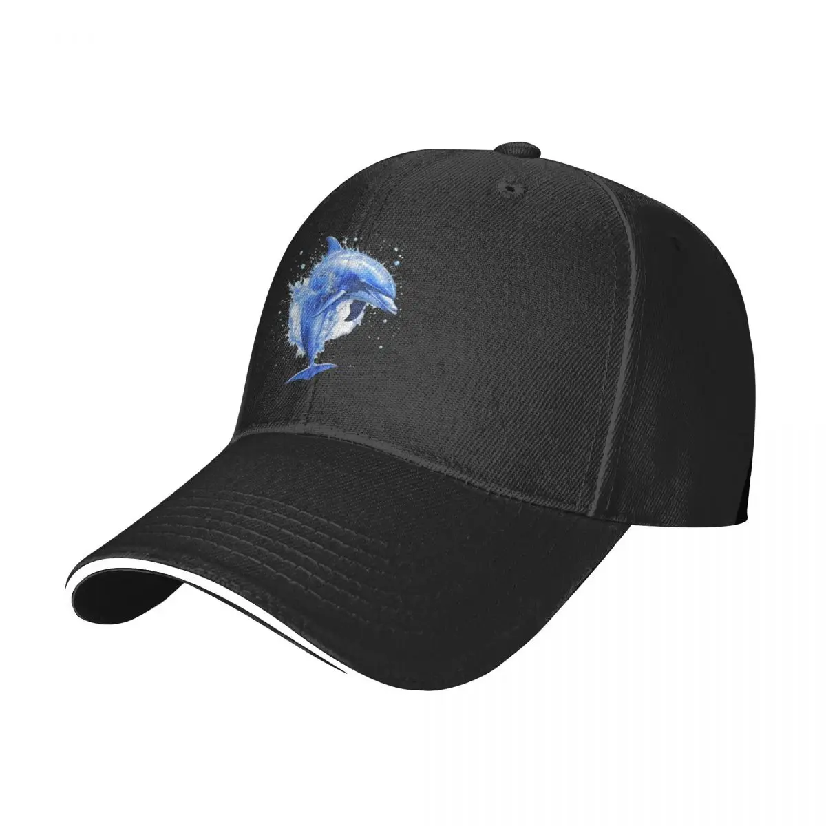 

Dolphin Baseball Cap Detailed Ink Drawing Women Custom Trucker Hat Fitted Sports Fashion Baseball Caps