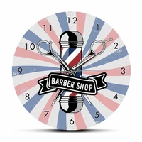 baber shop printing wall clock haircut shop decor timepieces vintage barber pole silent non ticking wall clock hairstylist gift
