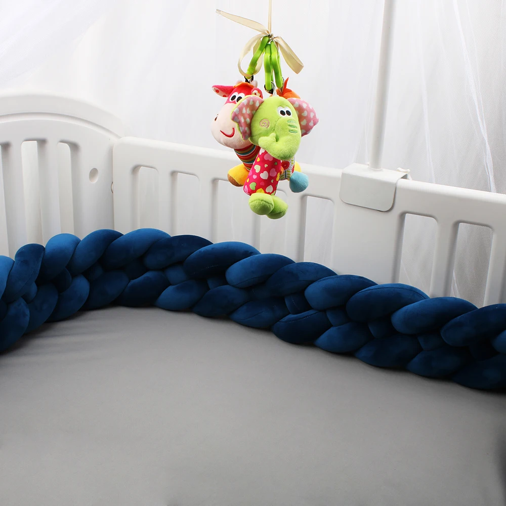 

Crib Bumpers for Boys Dark Blue 4 Knotted