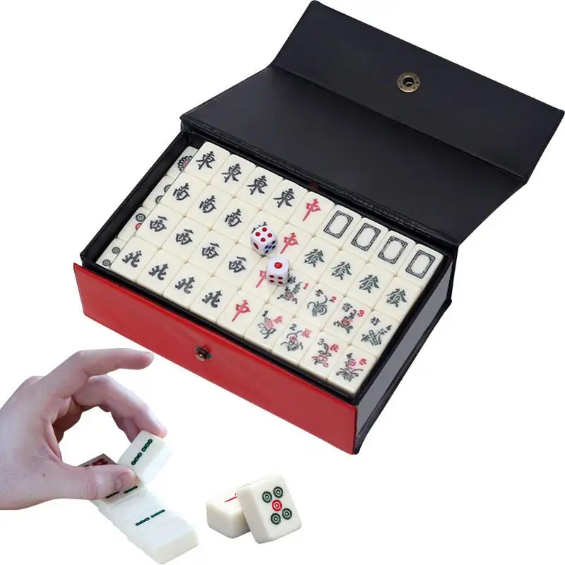 

Chinese Mahjong Game Set 144 Numbered Melamine Small Size Mahjong Tile Set Easy Carry Complete Mahjong Toys Set With Carrying