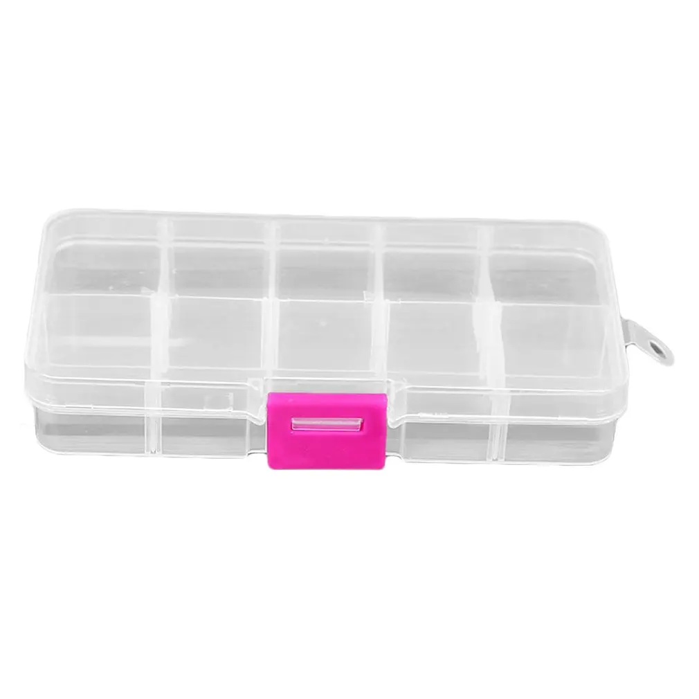 

10 Grids Plastic Storage Box for Small Component Jewelry Tool Box Bead Pills Organizer Nail Art Tip Case