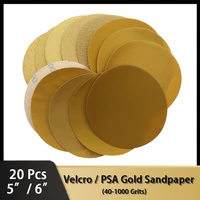 20pcs gold sandpaper premium 5 6 gold psa self adhesive hook loop sanding discs for da sanders sanding paper 40 800 grits