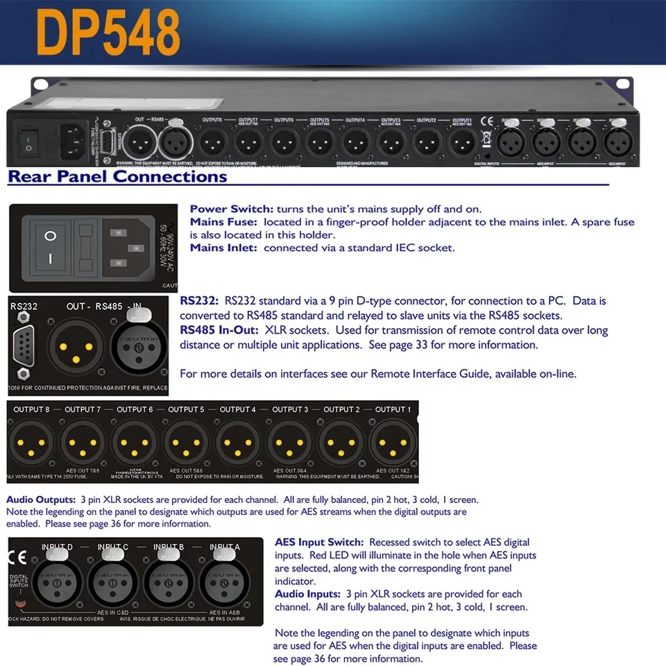XTA DP548 Многоэффектный процессор Audio Pro Аудио цифровой Аудиопроцессор