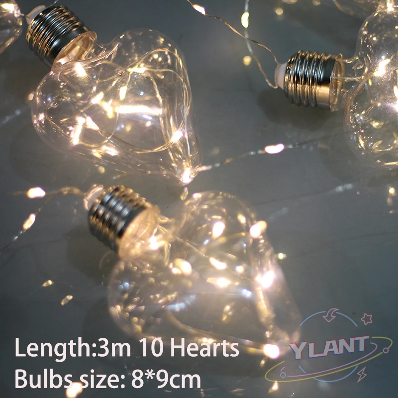 

YLANT 2022Heart Shape LED String Lights Warm Christmas Decoration Flashing Lights Fairy Light Waterproof Outdoor Party Lights
