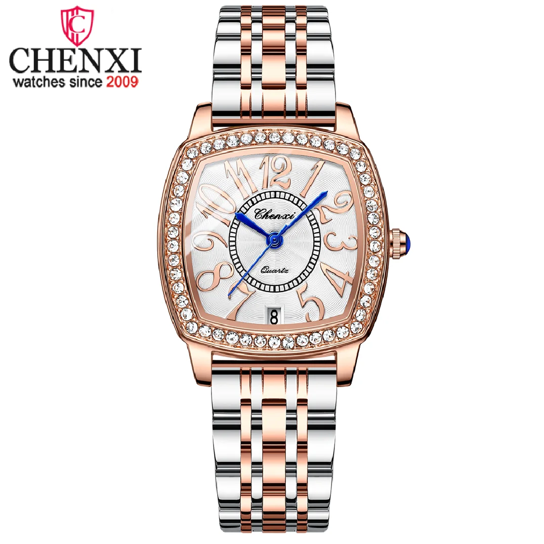 CHENXI Ladies RoseGold Watches Top Brand Luxury Fashion Diamond Women Watch Stainless Steel Quartz Waterproof Wristwatches