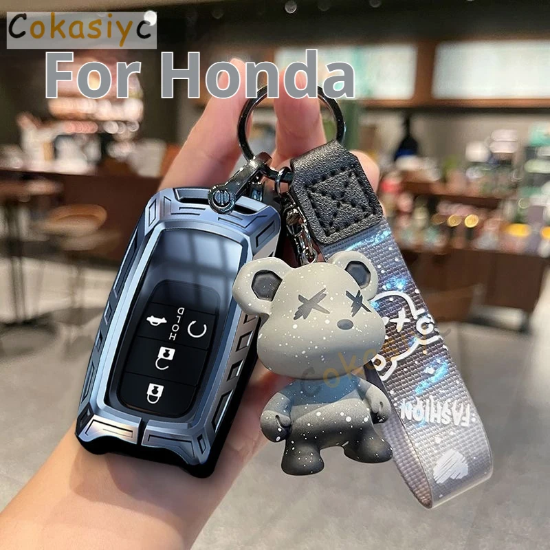 Zinc Alloy Silica Gel For Honda City Odyssey CIVIC CRV HRV Legend Jazz RR VTi Button Smart Remote Car Key Case Cover Keychain