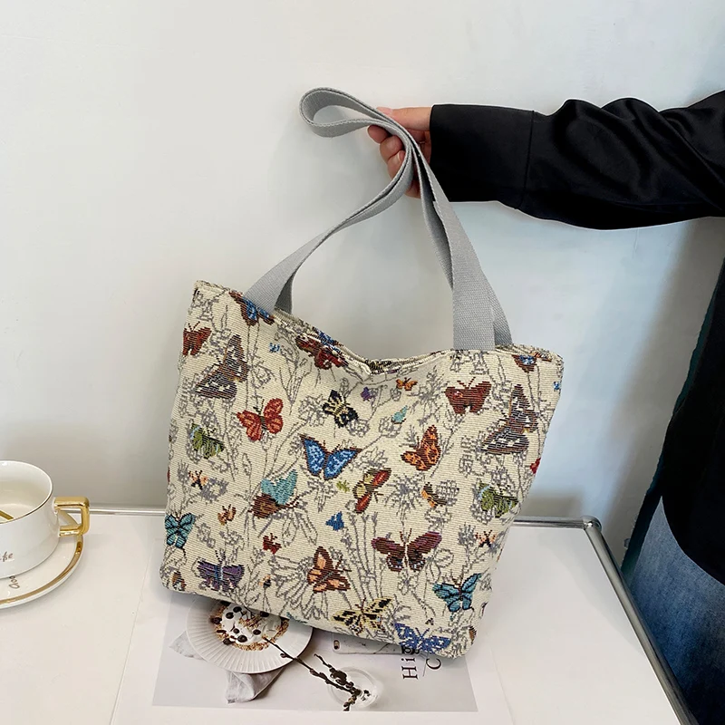 Женская сумка-тоут в стиле ретро вместительная сумочка с принтом бабочки сумка