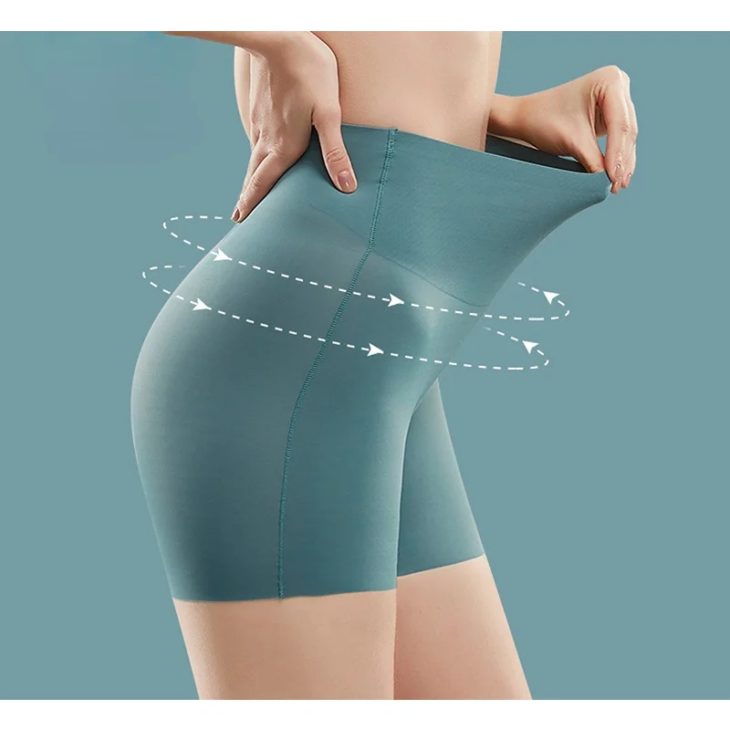 

Women Seamless Shorts High Waist Large Size Ice Silk Seamless Safety Pants Thin Bottom Solid Color Shaped Pants Bragas Mujer
