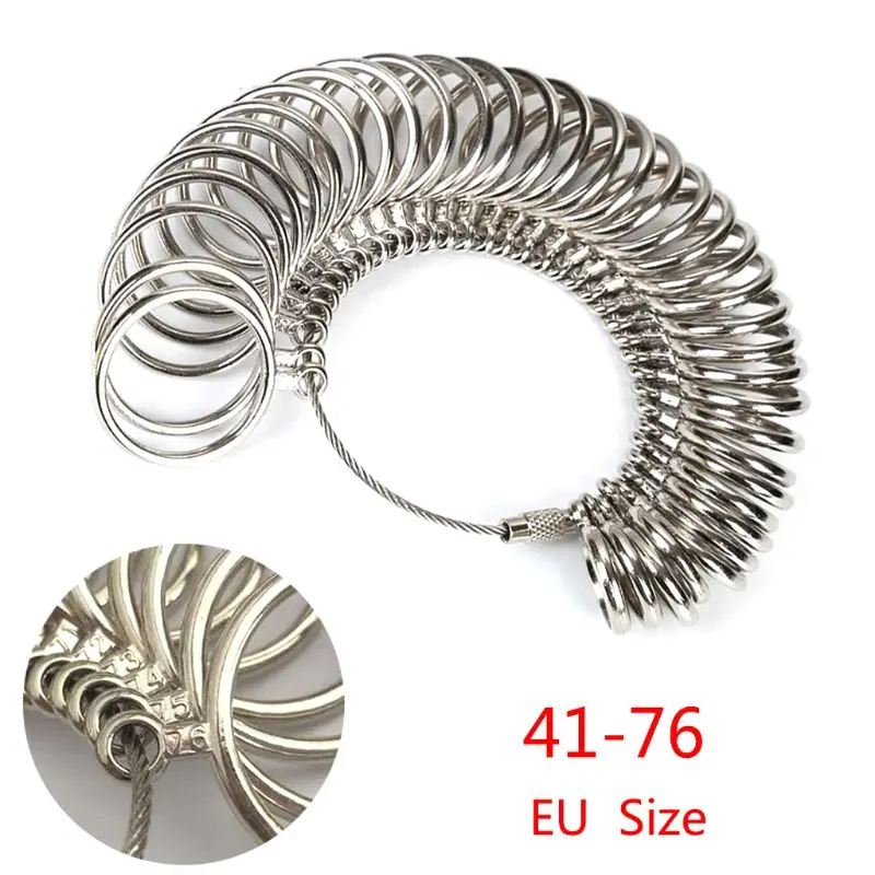 

EU/JP/KR/UK Useful Standard Jewelry Measuring Tool Rings Size Metal Finger Ring Sizer Measure Gauge