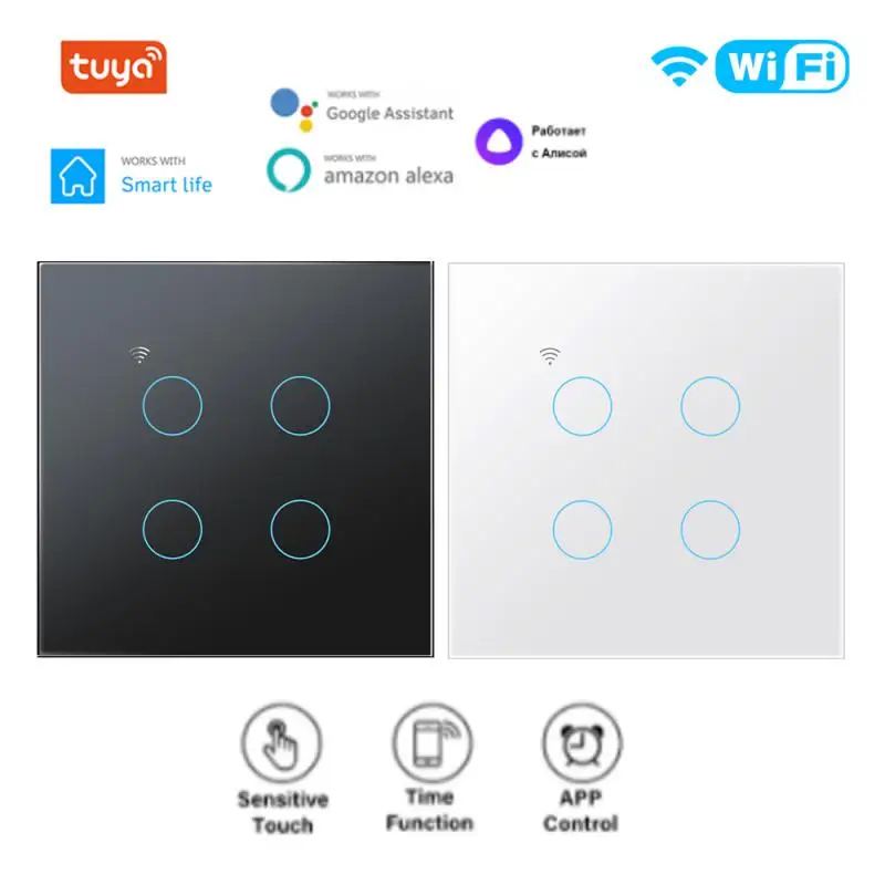 

Tuya WiFi Touch Switch Light Wall Smart Switch Universal For Smart Home Life Alexa Google Home Voice App Control 1/2/3/4Gang