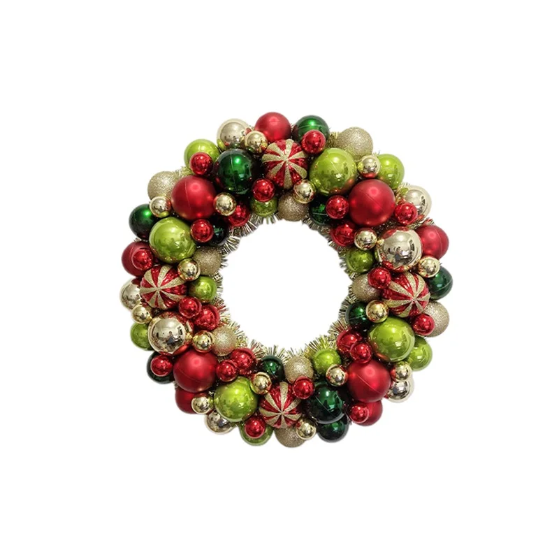 Рождественский венок для входной двери красочные шары круглый стены праздничные