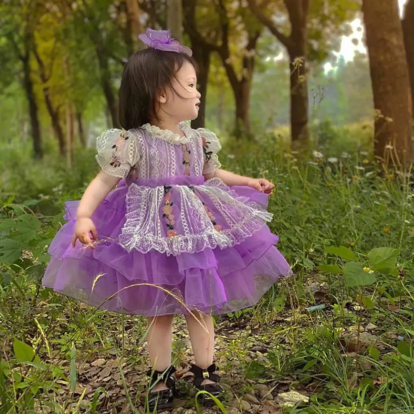 

Летнее платье принцессы в стиле "Лолита" для девочек на день рождения, детское платье с испанской вышивкой для девочек на Пасху Eid A1154