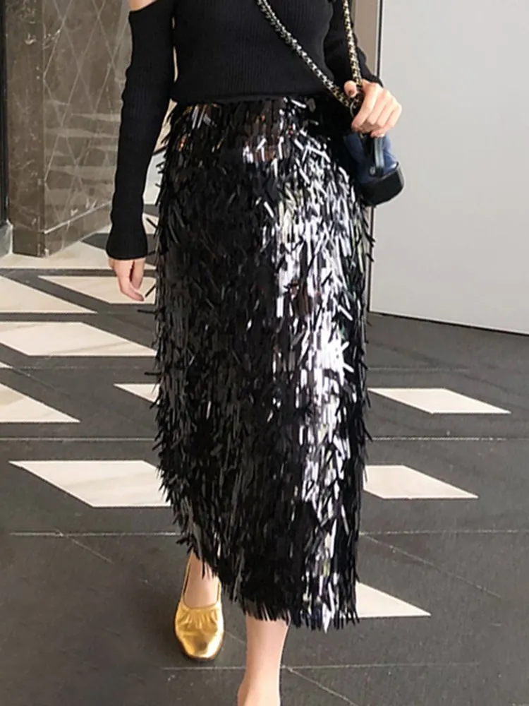 Юбка XIZIHUPAN женская с блестками облегающая свободная модная темпераментная